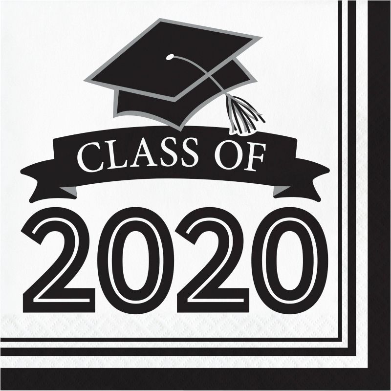 108ct Class Of 2020 Grad Napkins White