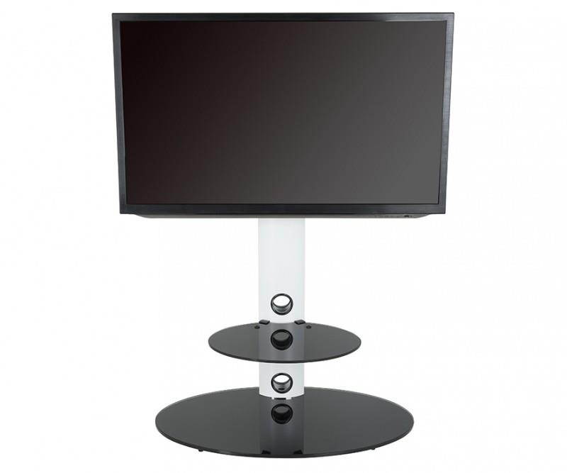 AVF FSL800LUSW-A TV Floor Stand With TV Mounting Column For 32-Inch To 65-Inch TVs, Satin White With Black Shelf