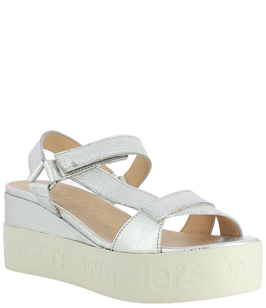 Wonders Mia Leather Lightweight Platform Wedge Sandals