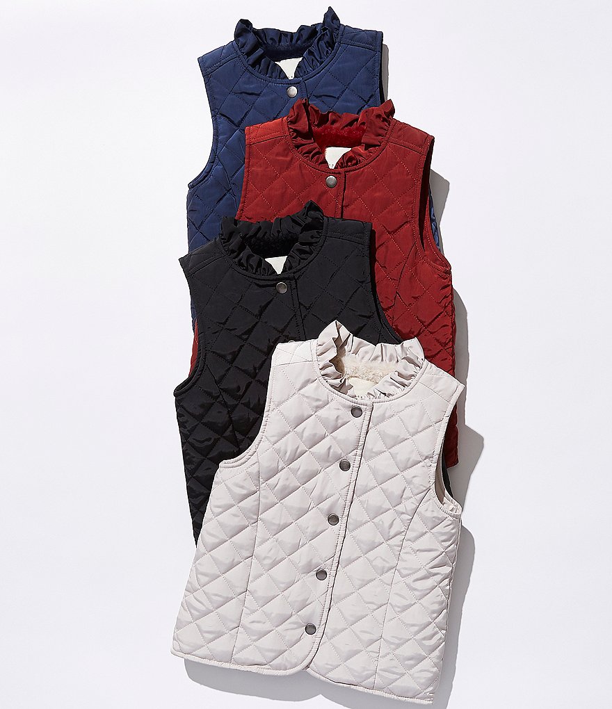 Copper Key Little Girls 2T-6X Ruffle Collar Quilted Vest