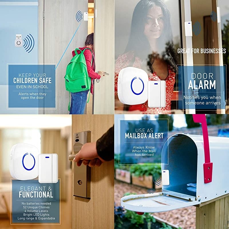 Extra Add-On Plugin Receiver for the Expandable Wireless Multi-Unit Long Range Doorbell Chime Alert System, Model LR, Scratch Resistant Matte Black