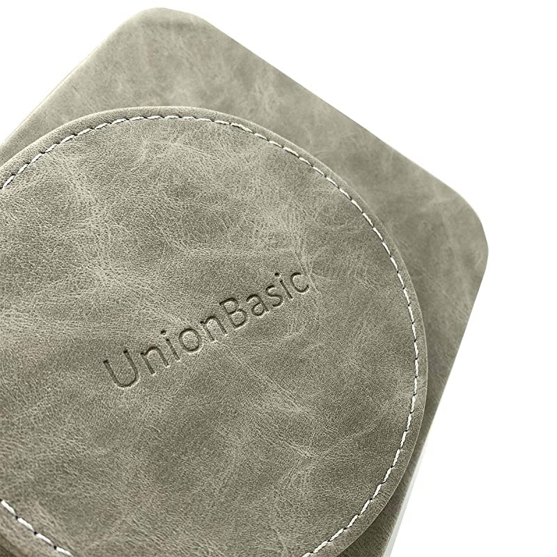 PU Leather 360 Degrees Rotatable Remote Control/Controller Organizer, Spinning TV Guide/Mail/Media Desktop Organizer Caddy Holder (Oiled Leather Grey)