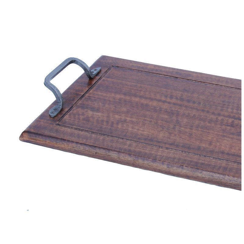 A&B Home Wooden Tray with Metal Handles (13.8X3.2X24")