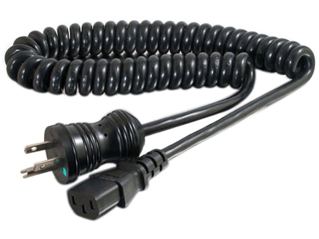 C2g 4Ft 18 Awg Coiled Hospital Grade Power Cord (Nema 5-15P To Iec320c13) - Black
