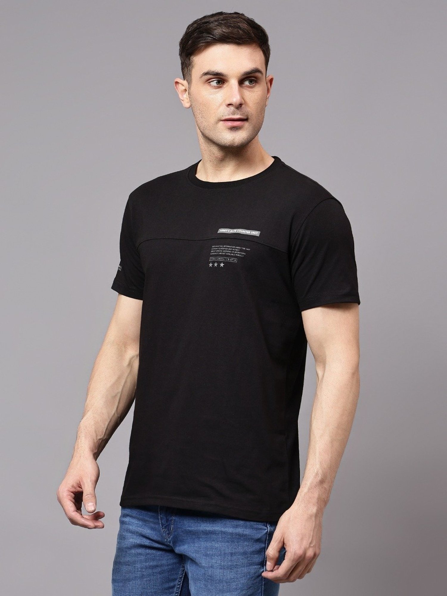Cantabil Black Regular Fit T-Shirt