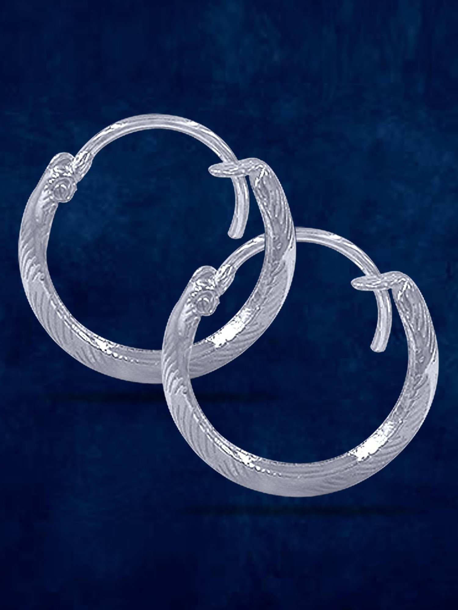 Taraash 92.5 Sterling Silver Engraved Hoop Earrings for Women