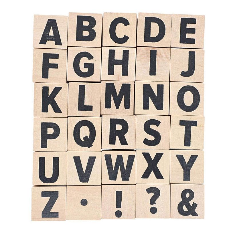 2-Sets (60 Pieces) 1-Inch Wood Alphabet Letters and Symbols Stamps for Crafts, and Scrapbooking