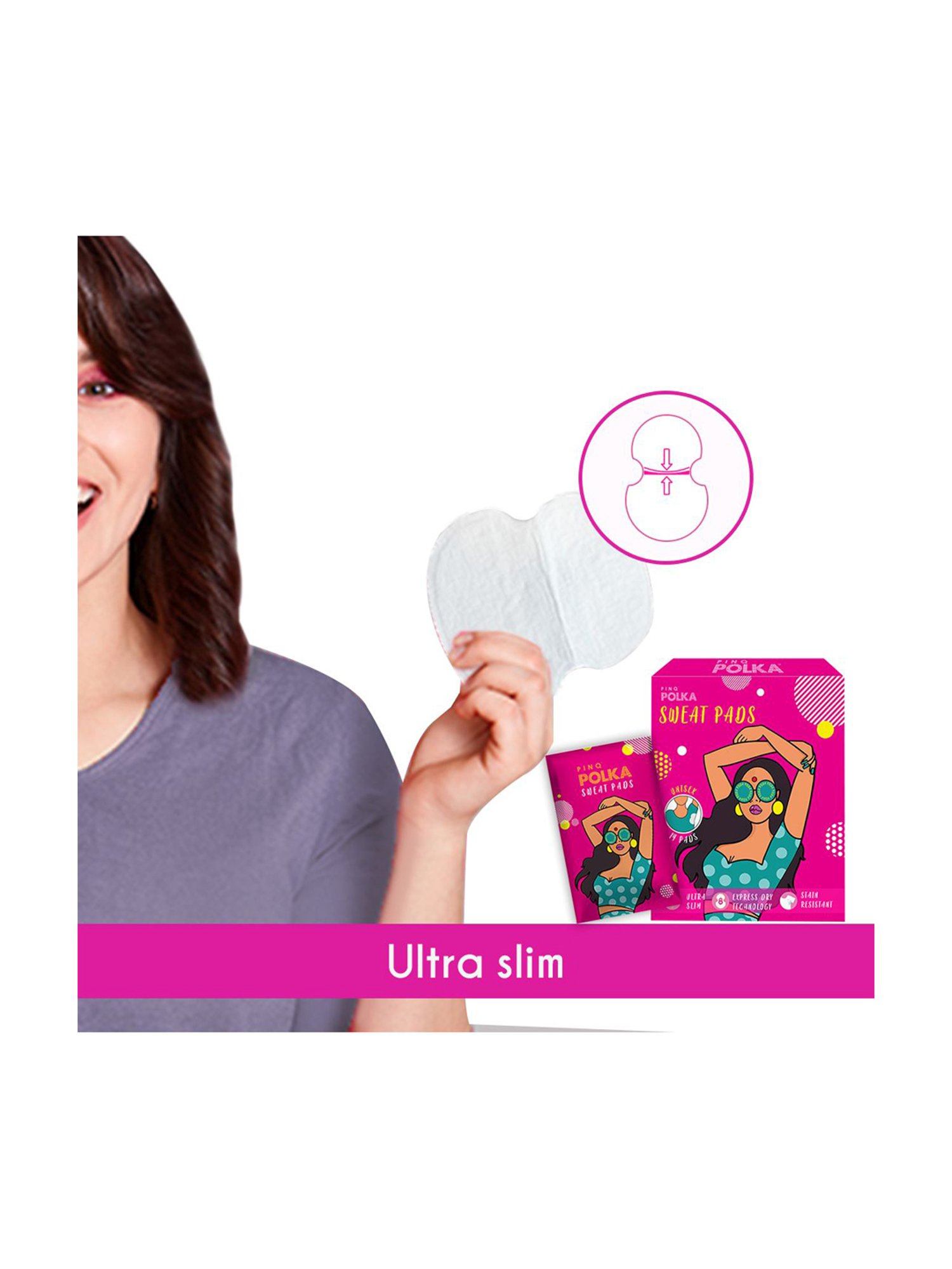 PINQ Polka Organic Cotton Ultra Disposable Underarm Sweat Pads Unisex-Combo of 2-Pack of 28