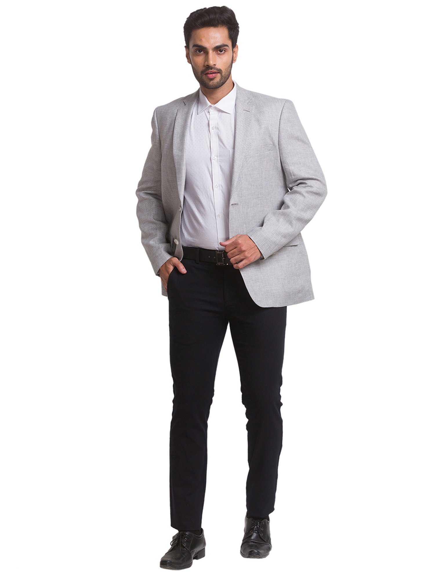 ColorPlus Grey Slim Fit Textured Blazer