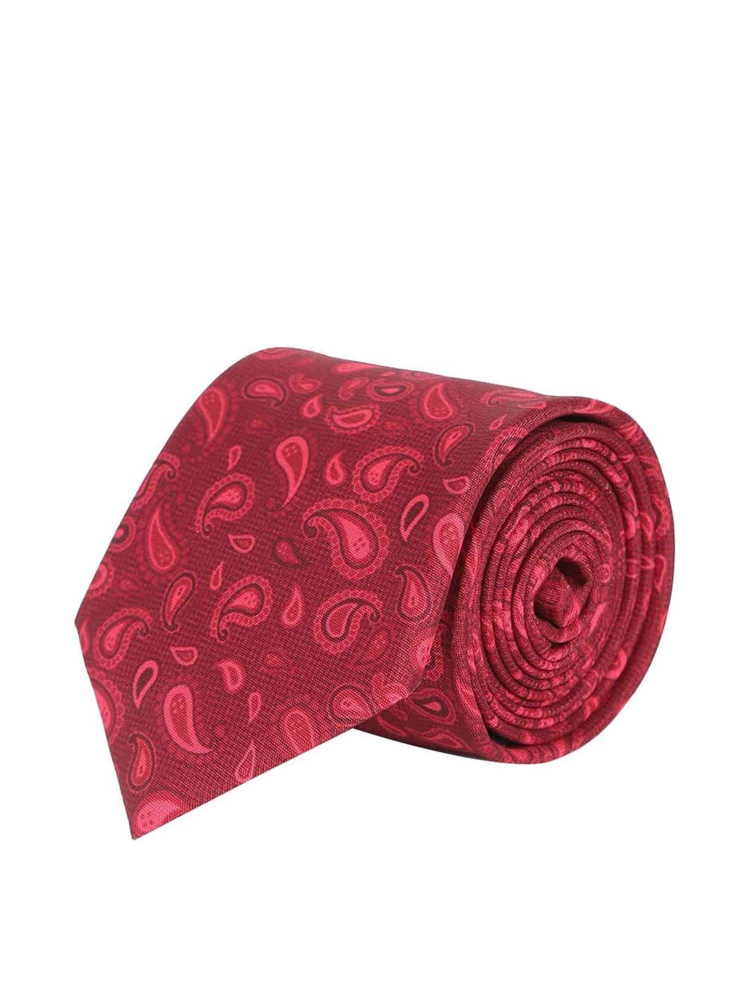 Tossido Maroon Woven Necktie With Pocket Square and Cufflinks
