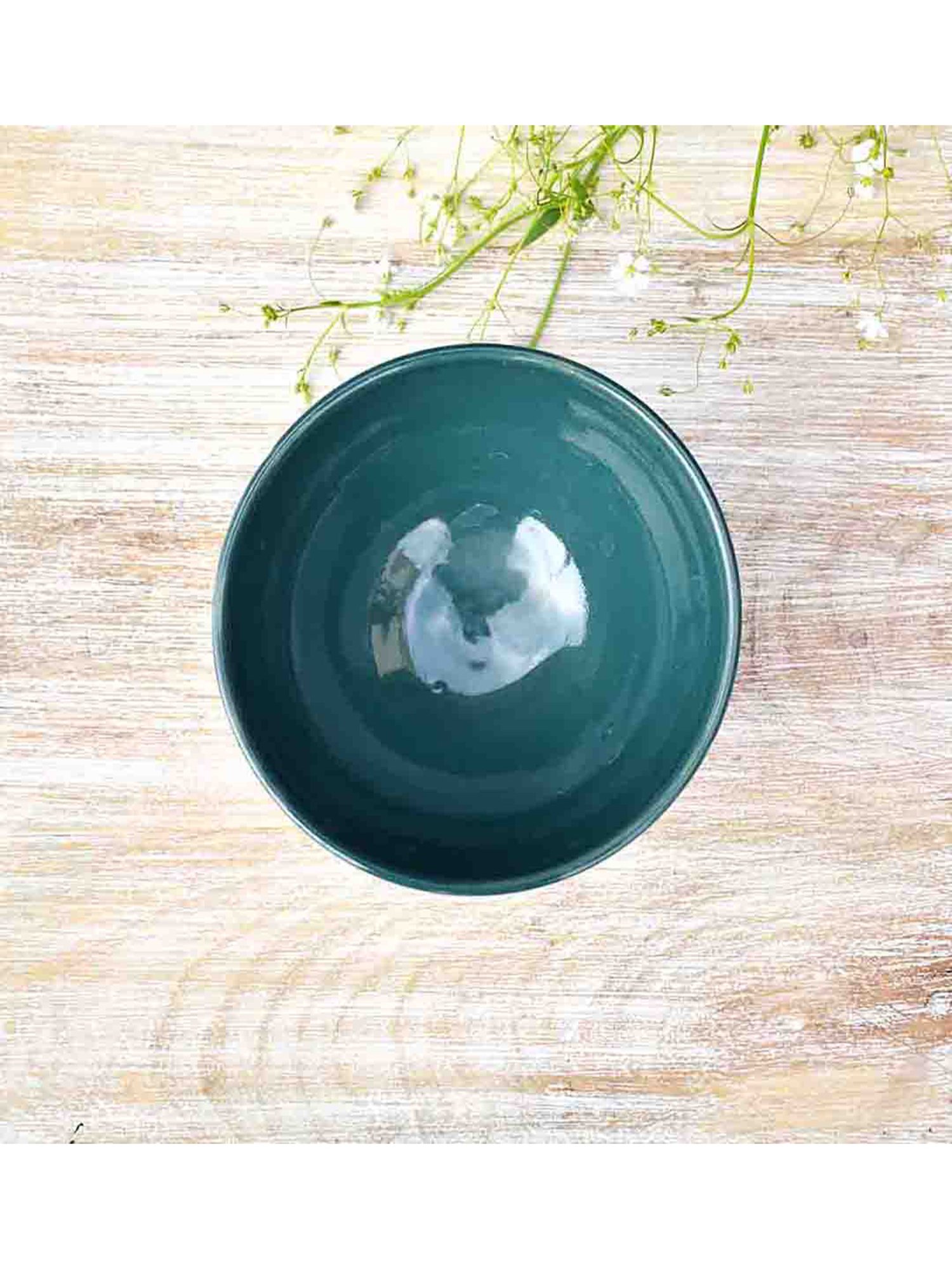 Fanusta Bahaar Green Ceramic Condiment Bowl (50 ml) - Set of 1