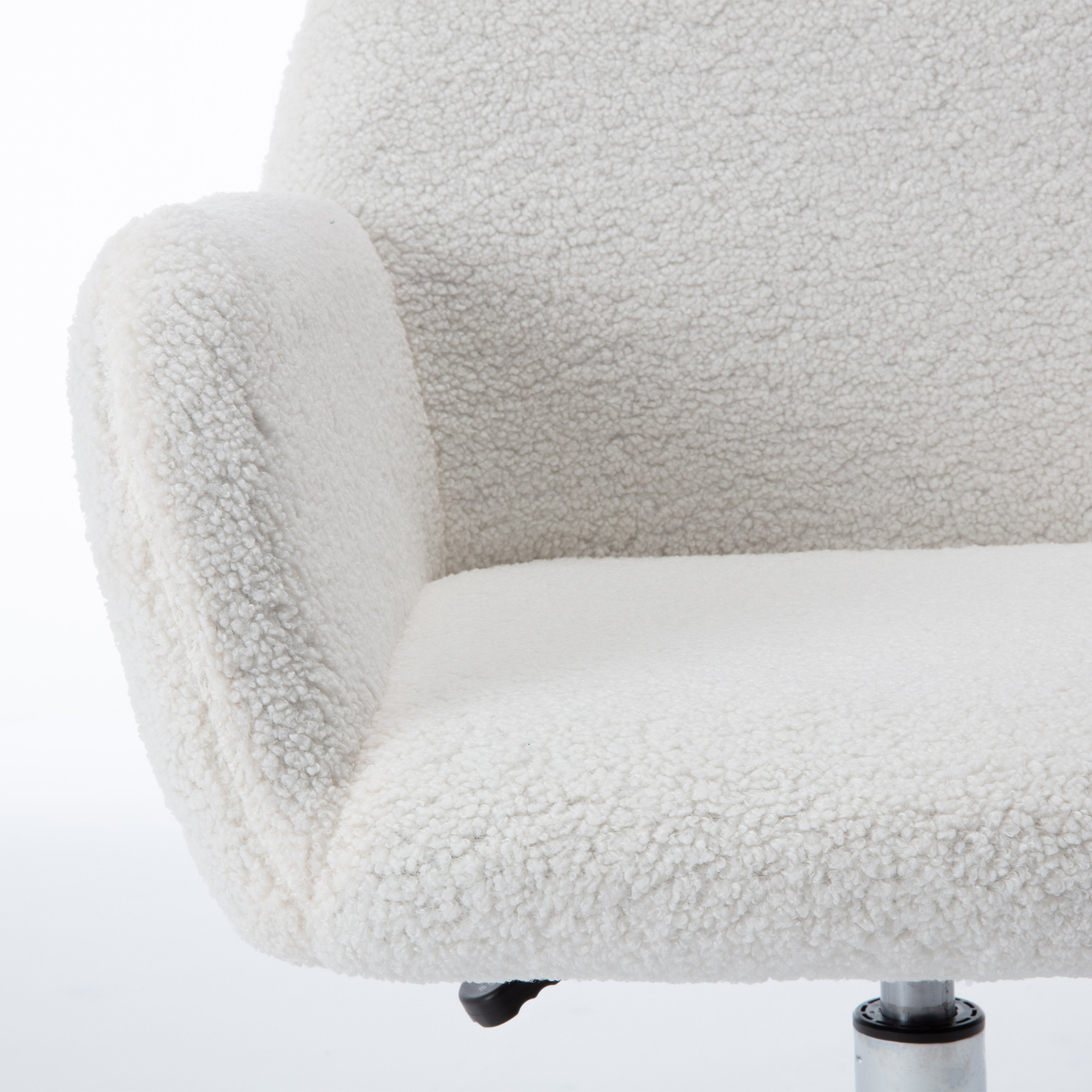 Rustic Sherpa Office Chair, Ivory