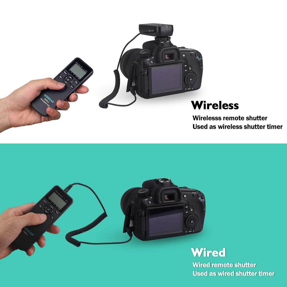 Camera Wireless Remote Control, Timer Shutter Release with Intervalometer and Wired Release Cord for Canon EOS M6 Mark II 90D R 80D 77D 70D 60D 800D 200D 7D Series 5D Series T7 T6i T6s T5i