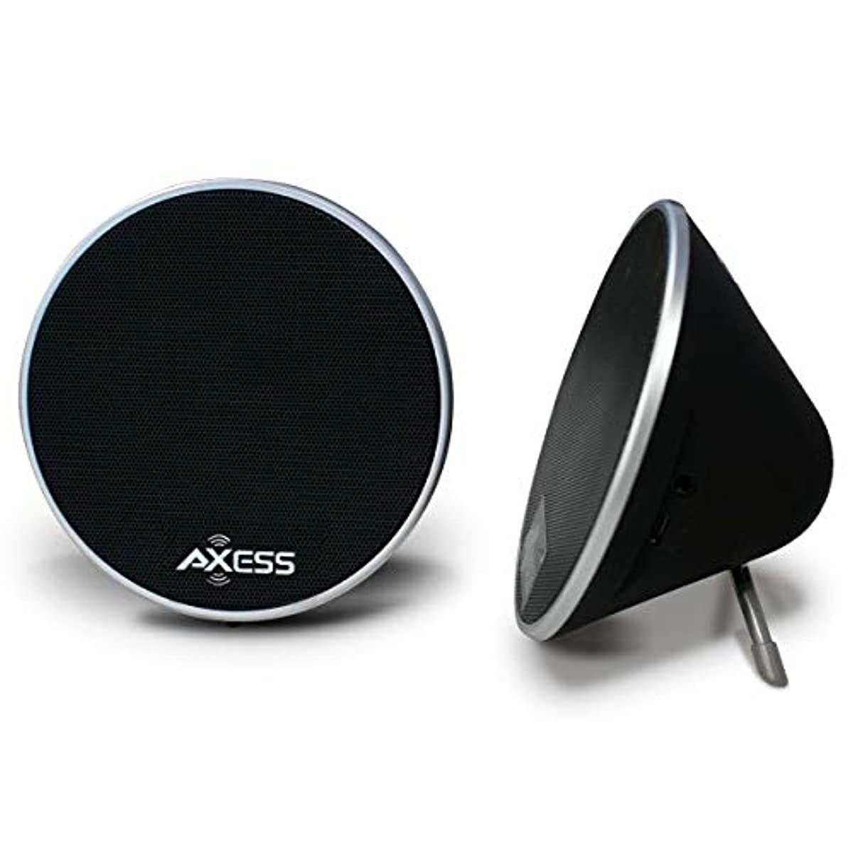 AXESS SPBP4401 Mono Wireless Bluetooth Cone Speaker with Pairing Capabilities, 2 Pack in Black