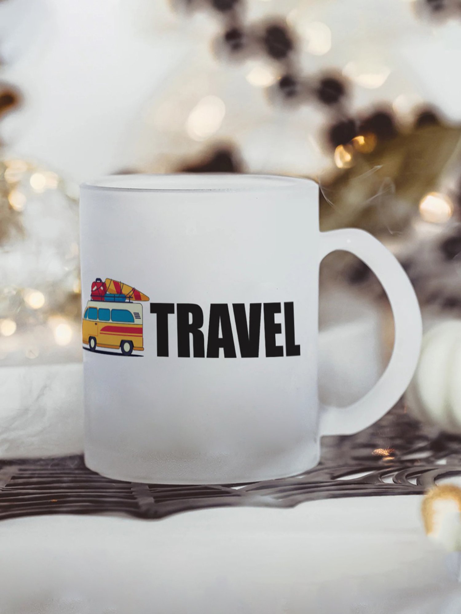 Gathari Aesthetic White Glass Frosted Coffee Mug