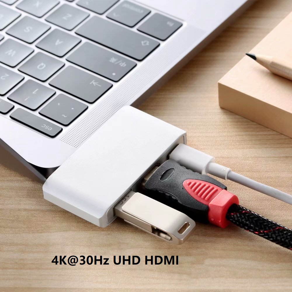 3 in 1 USB C HUB, USB-C to HDMI PD USB 3.0 Adapter for Macbook Chromebook, USB to HDMI Adapter for 4K Monitors Projectors HDTV Audio Display.