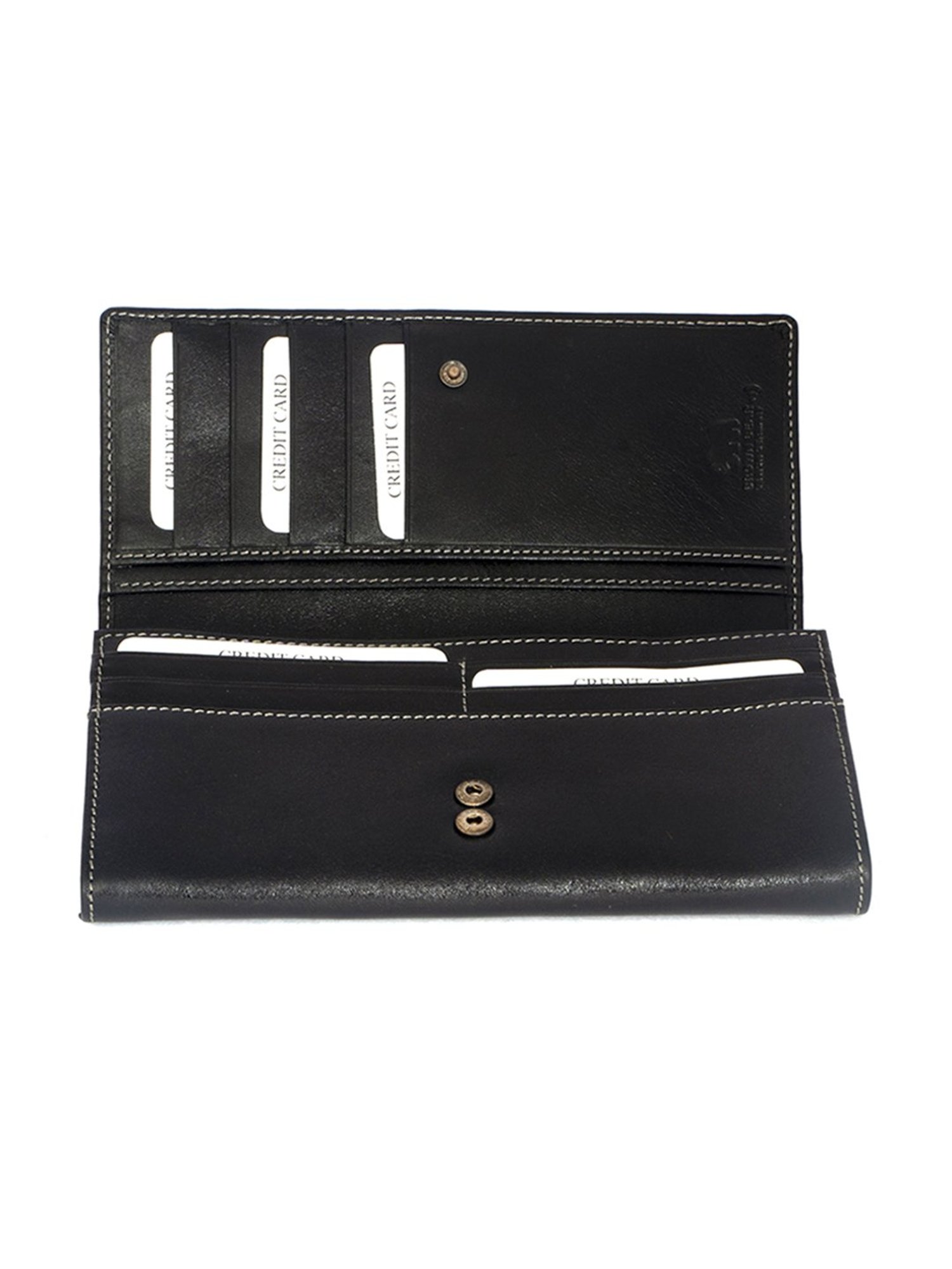 BROWN BEAR Black Leather Wallet for Women