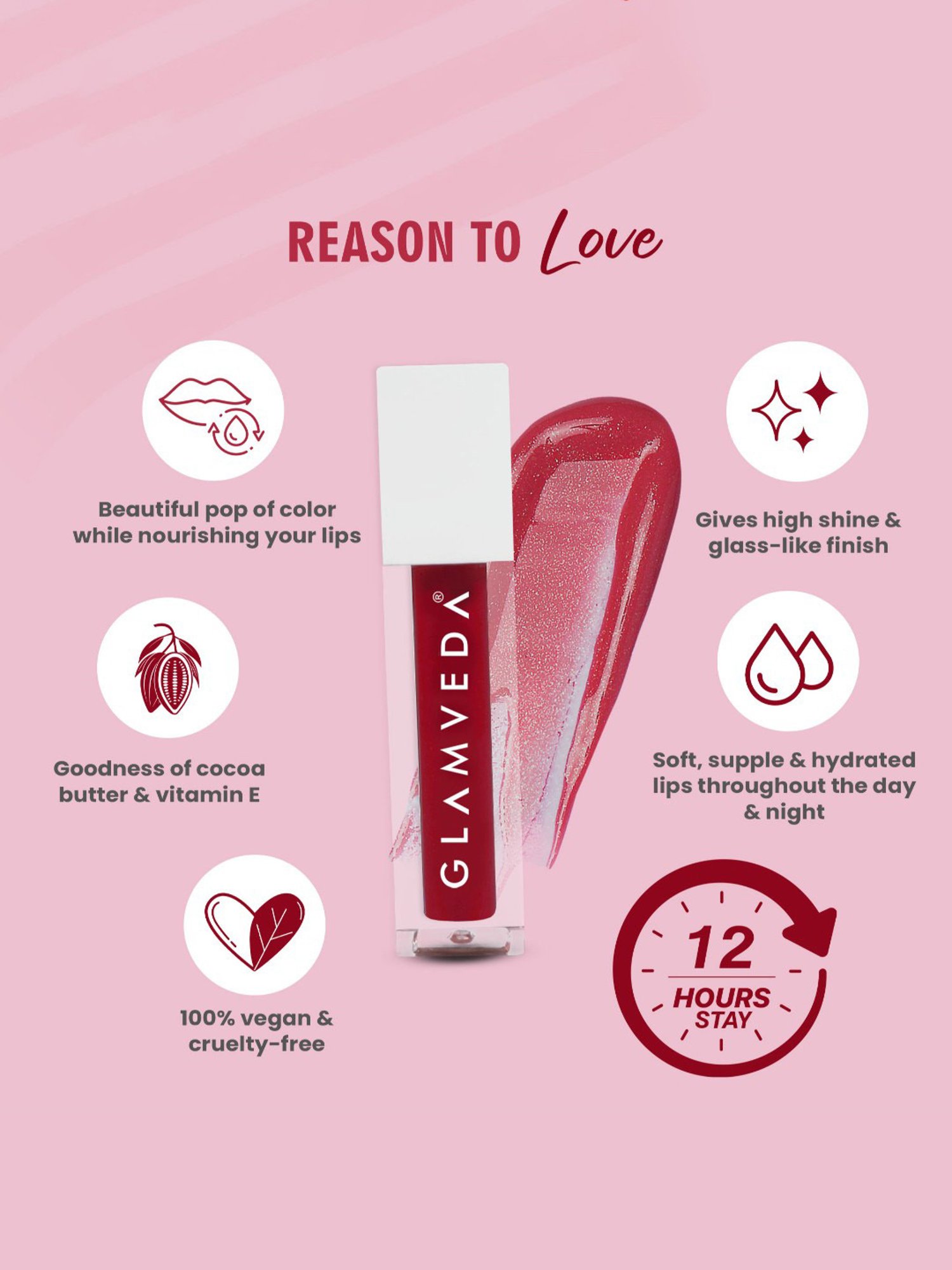 Glamveda Serum Infused Lip Gloss Mini Love-118 - 1.2 ml