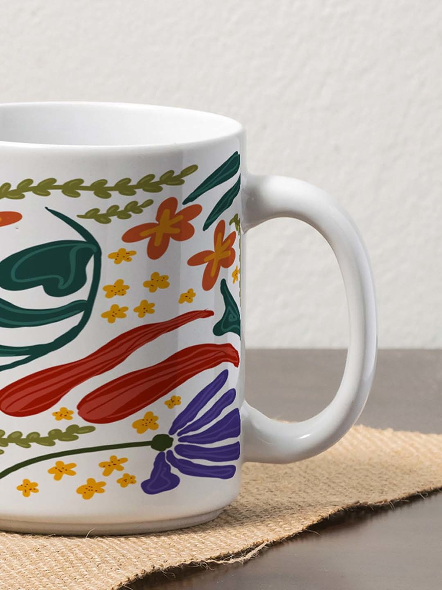 Nestroots White Stoneware Artistic Expression Coffee Mug (0.325 L)