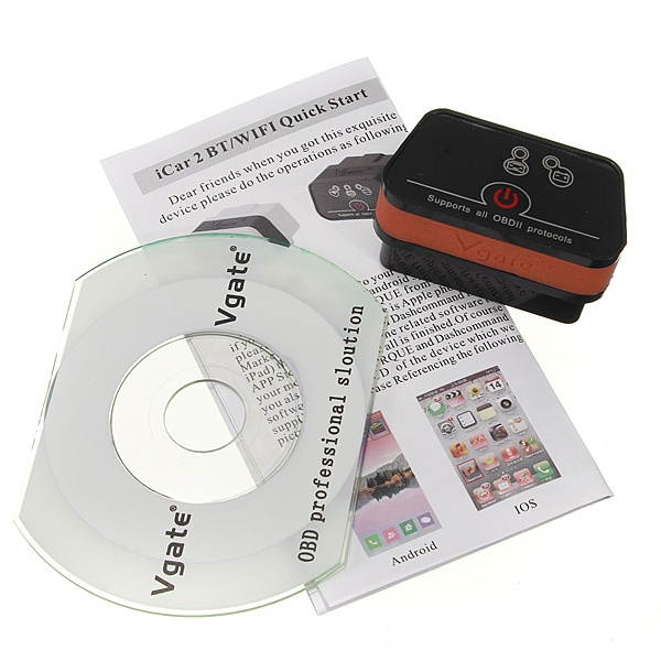 iCar ELM327 Car Diagnostic Scanner OBDII bluetooth OBD2 Detector Green & White