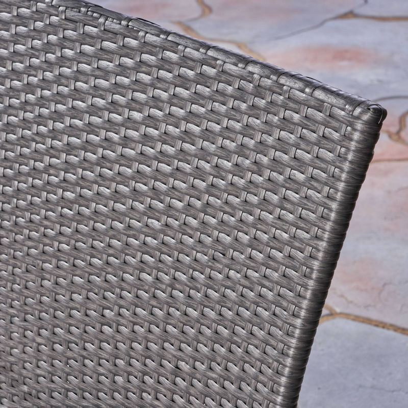 Sanders 3pc Acacia Wood & Wicker Bistro Set - Gray - Christopher Knight Home