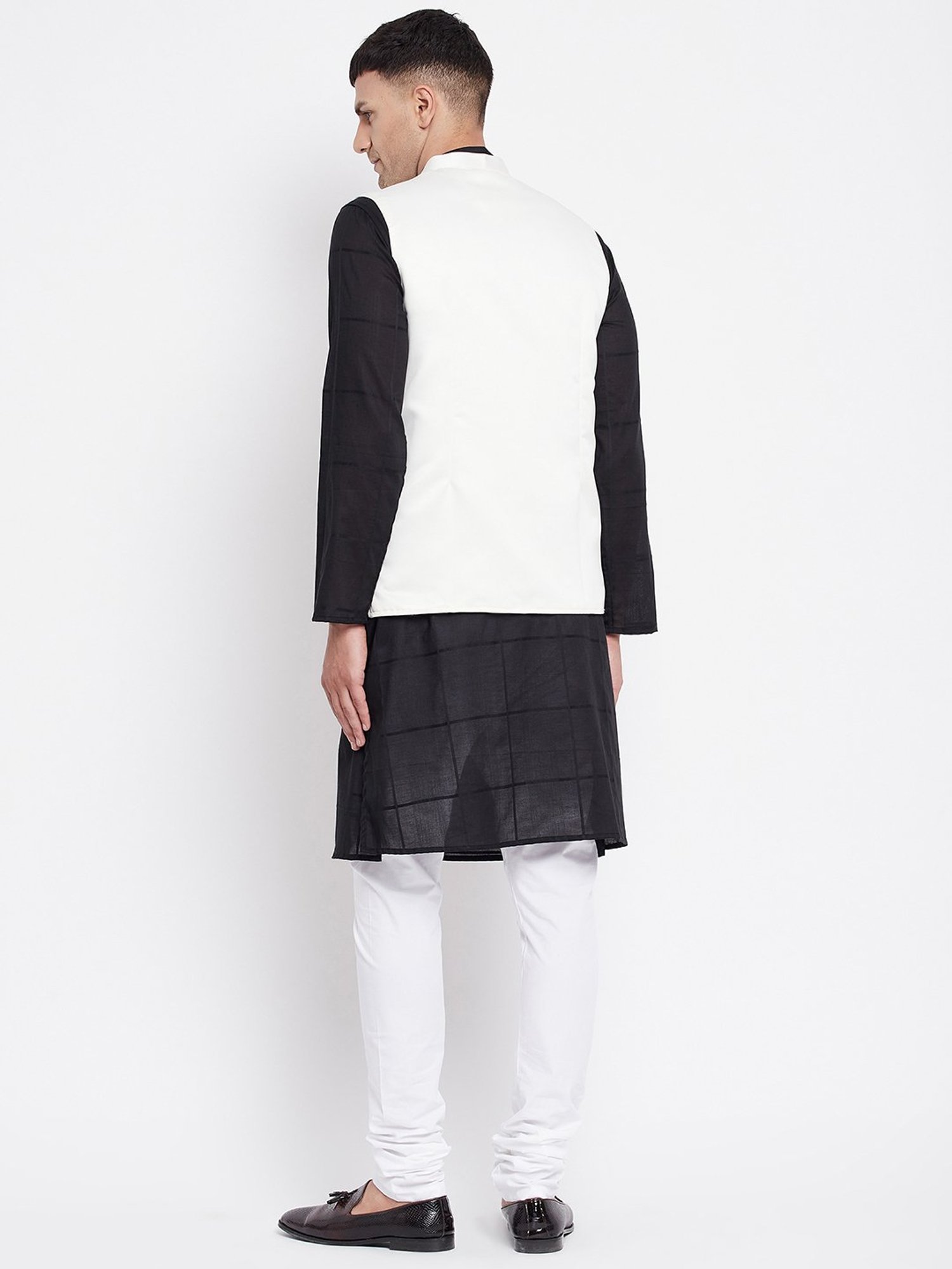 Even Off White Mandarin Collar Nehru Jacket
