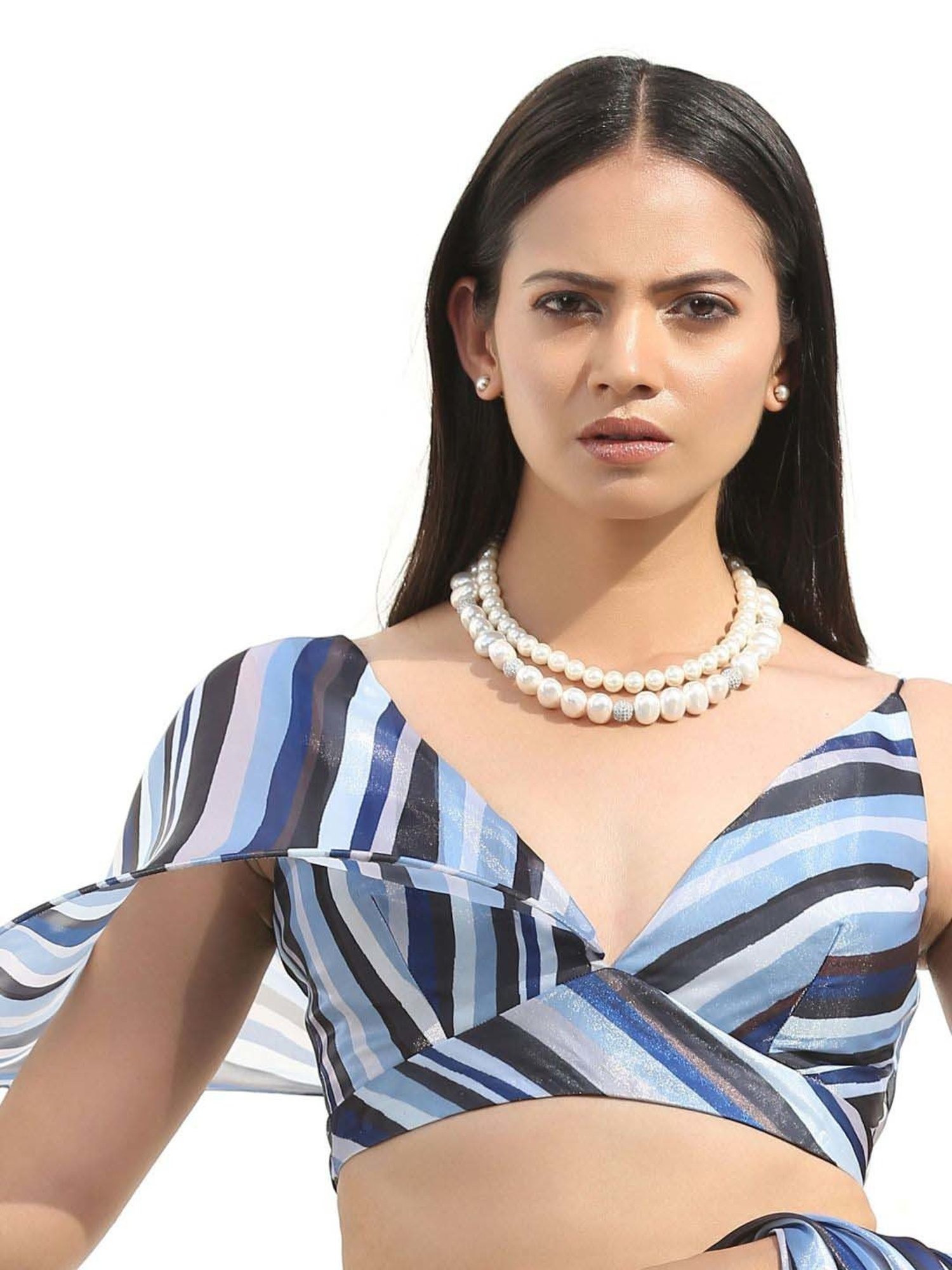 Swtantra Multicolored Striped Readymade Blouse