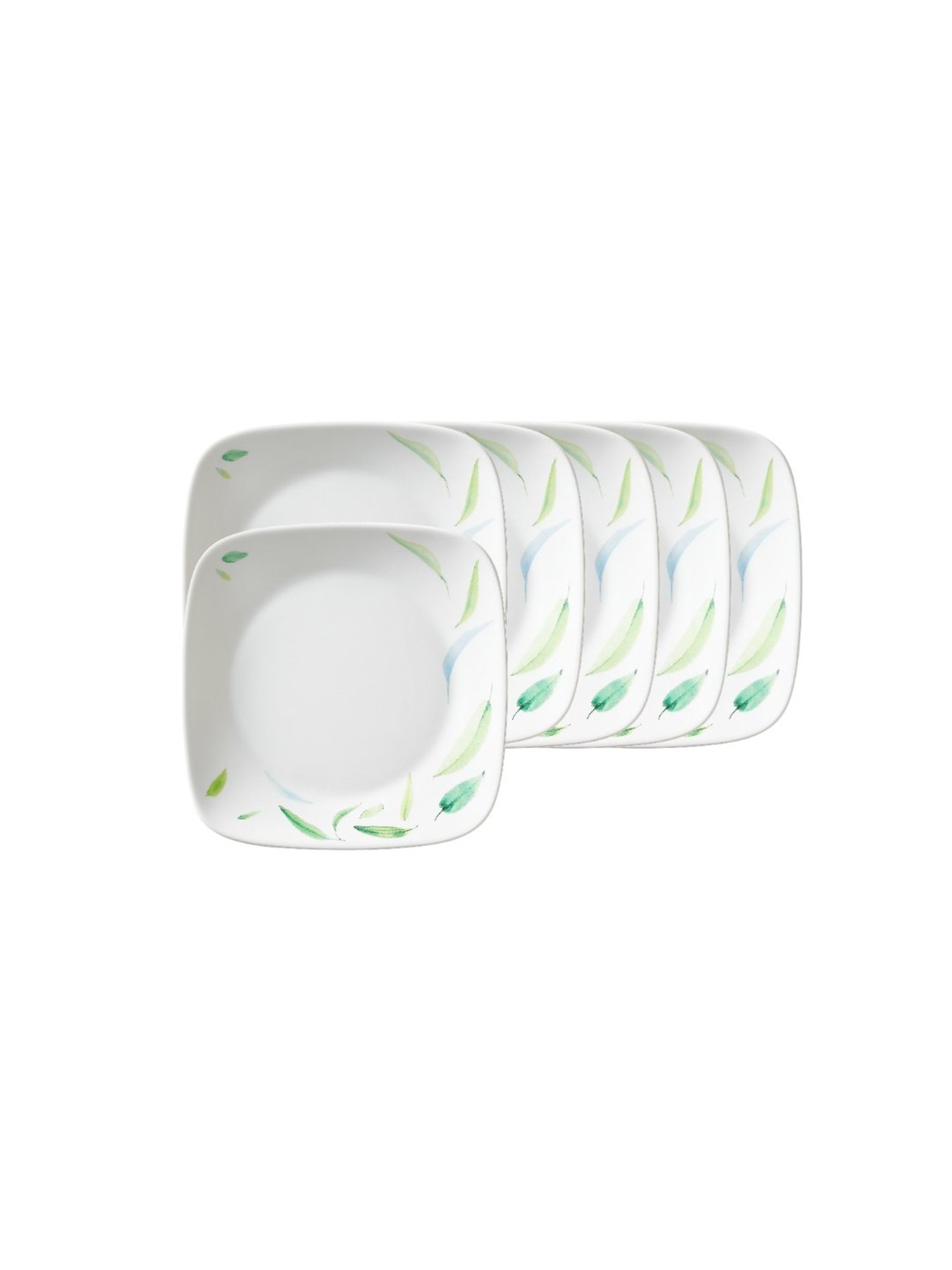 Corelle Asia Dancing Leaves 17cm Square Round Small Plate Pack of 6
