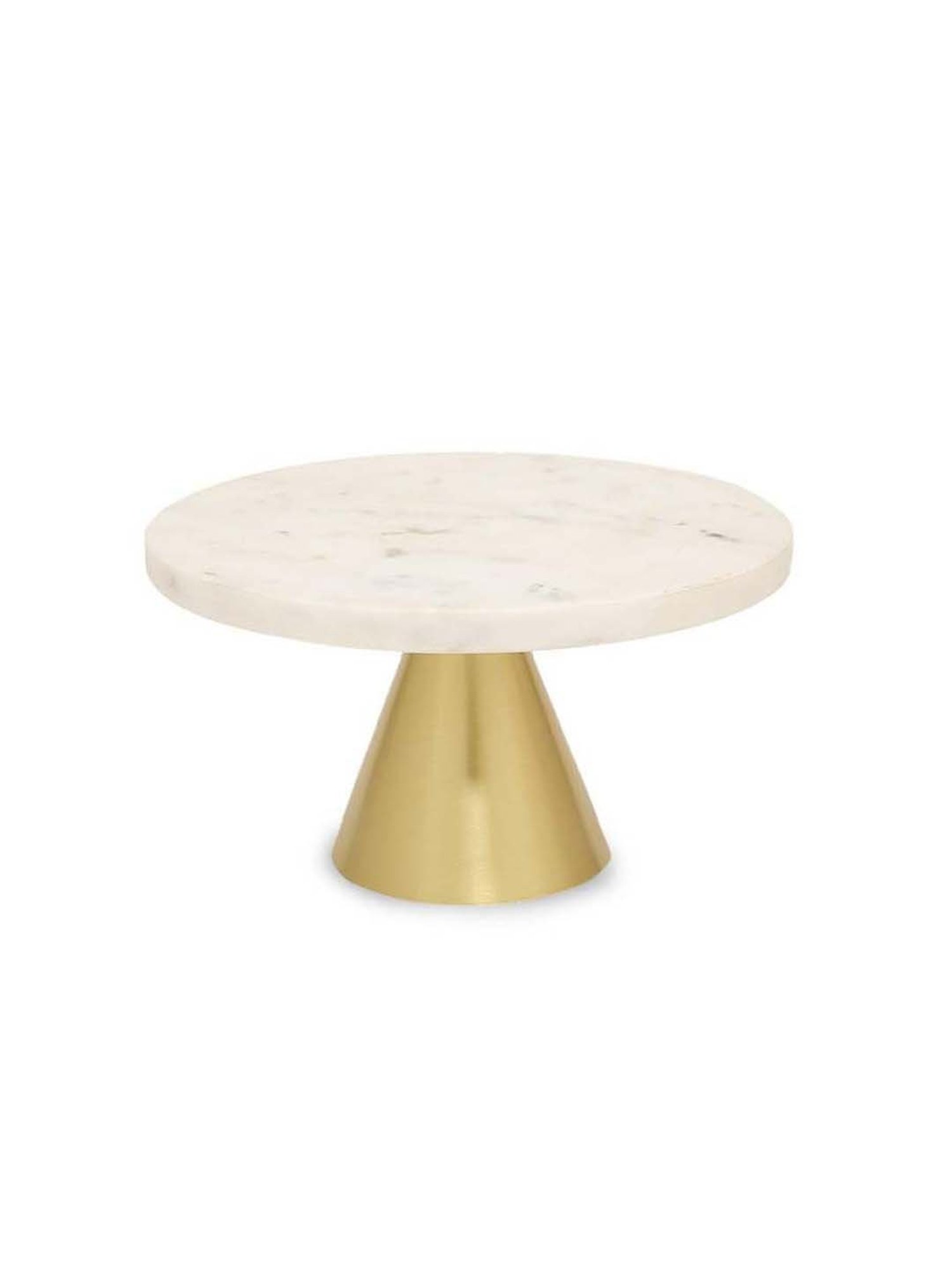 Home4U 'Elvira' White & Golden Marble Cake Stand - Set of 1