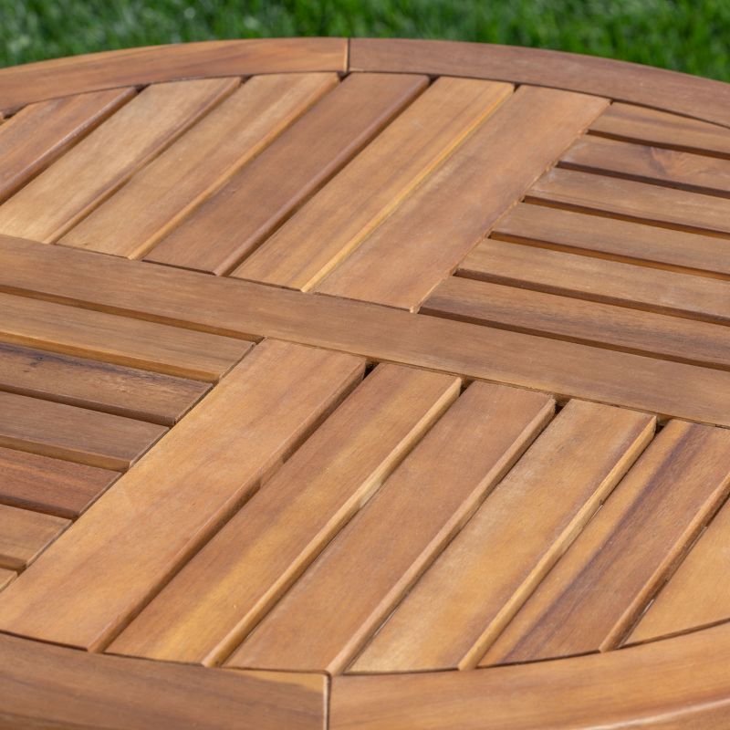 Clement 3pc Acacia and Wicker Bistro Set - Teak/Brown - Christopher Knight Home