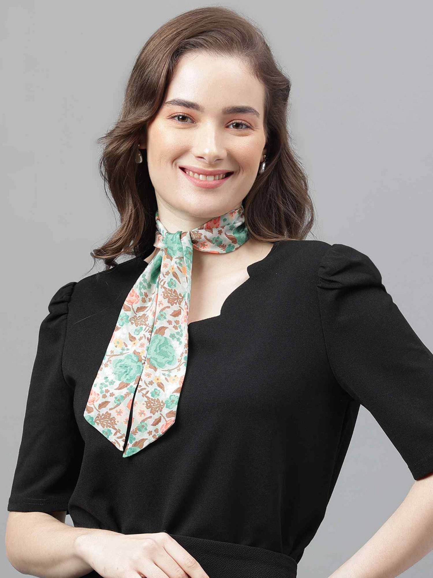 Tossido Multicolor Floral Scarf & Bag Scarf Set