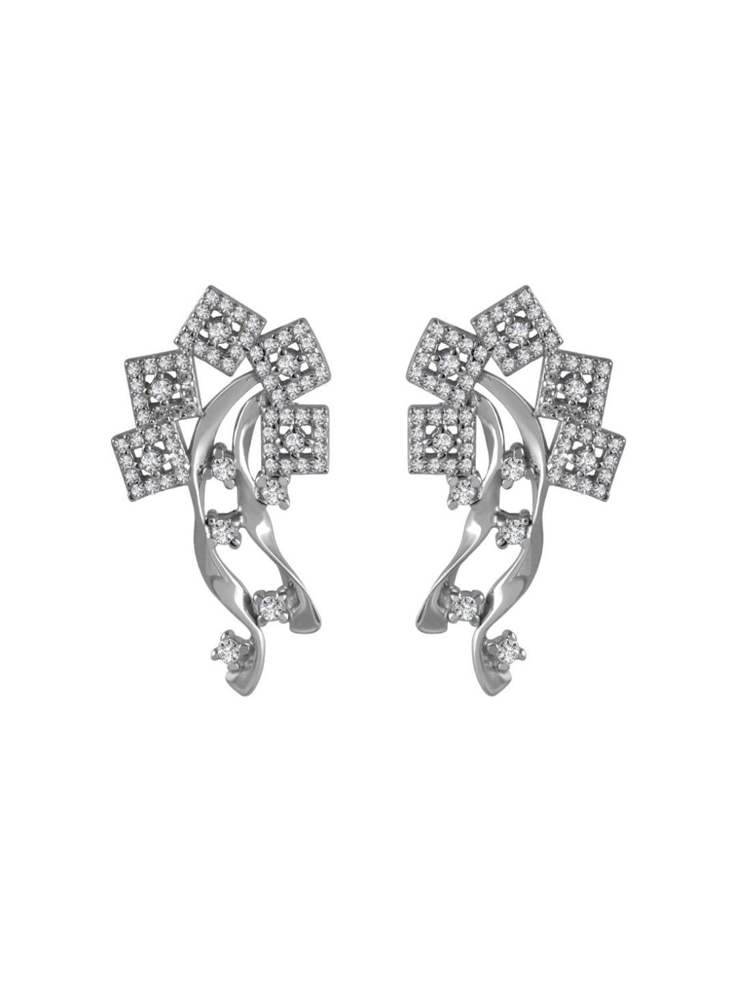 Rihi by P.C. Chandra Jewellers 925 Silver Square Spiral Pendant and Earring Set for Women & Girls