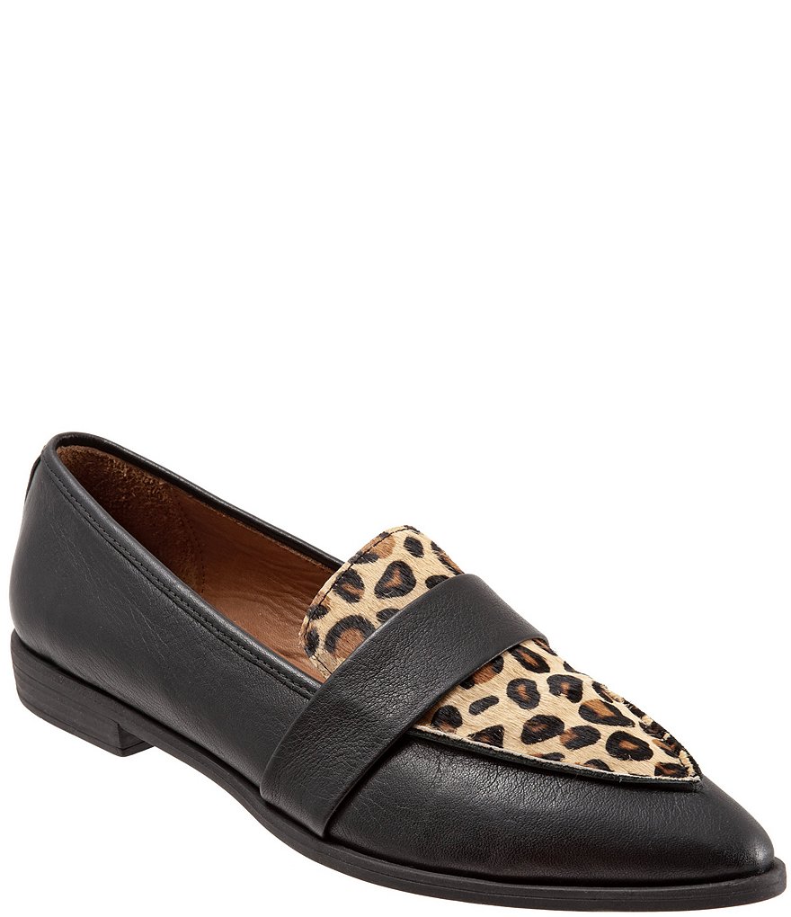 Bueno Barnes Leather Leopard Print Calf Hair Loafers