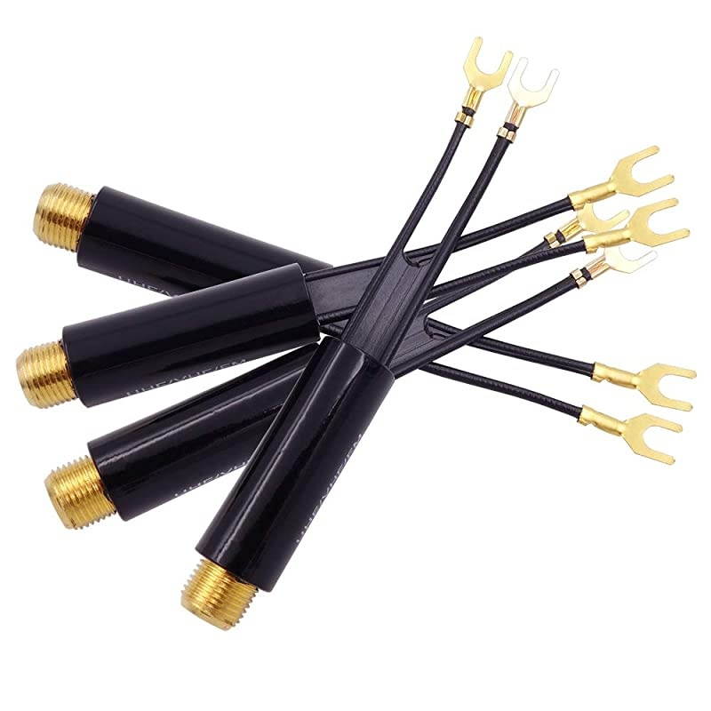 4 Pack Gold Plated 75 Ohm to 300 Ohm UHFVHFFM Matching Transformer Converter Adapter with F Type Female Coax Coaxial Connector Plug Jack for TV Antenna Cable Wire