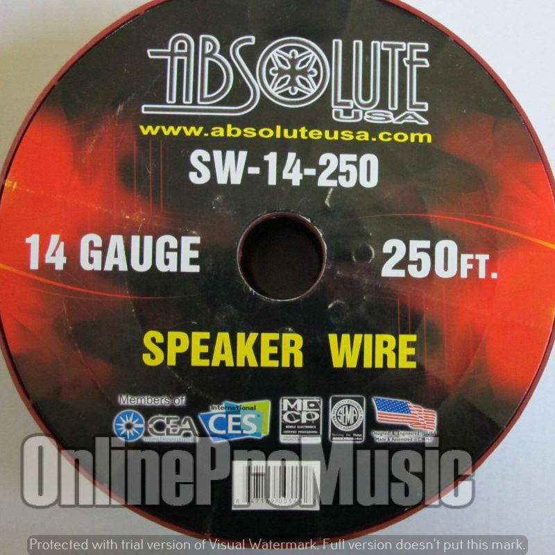 Absolute S14250 250 Ft. Spool of 14 Gauge Speaker Wire