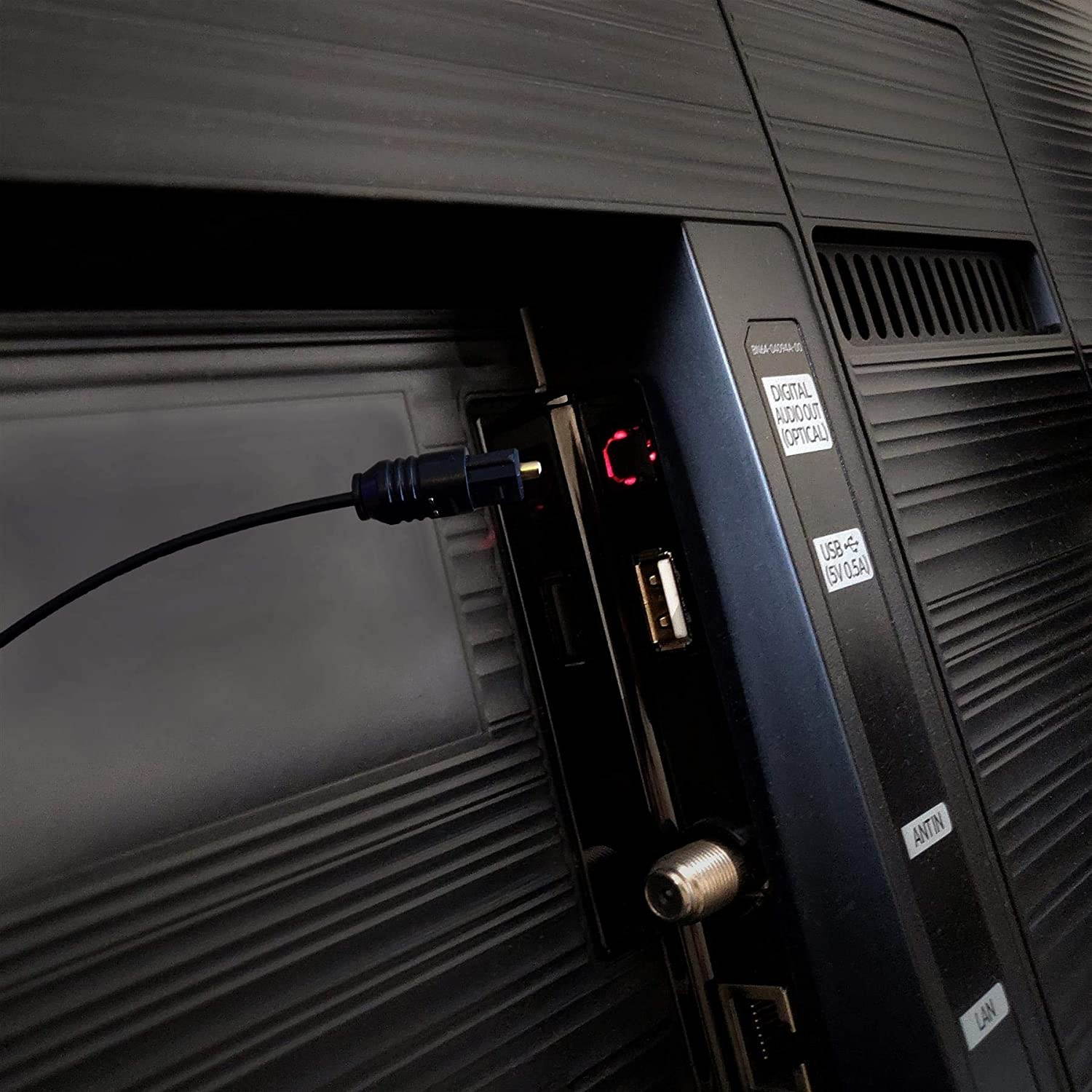 Digital Optical Audio Cable - Premium Toslink Fiber Optic Audio Cables with Gold Plated Connectors - Ultra Thin Jacket Micro Cable - Extra Flexible Long Life Jacket - 3 Feet 3 Pack