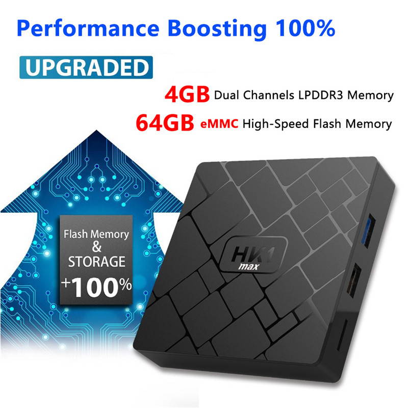 Android 8.1 TV Box, Android Box 4 GB RAM 64 GB ROM, Livebox HK1 MAX RK3328 Quad Core 64 Bit Smart TV Box, Wi-Fi-Dual 5G/2.4G, BT 4.1, Box TV UHD 4K TV, USB 3.0