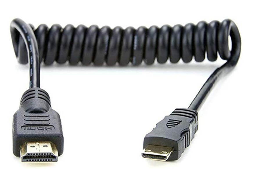 Atomos 11.81"/30cm Coiled Mini HDMI to Full HDMI Cable for Ninja Star Recorder