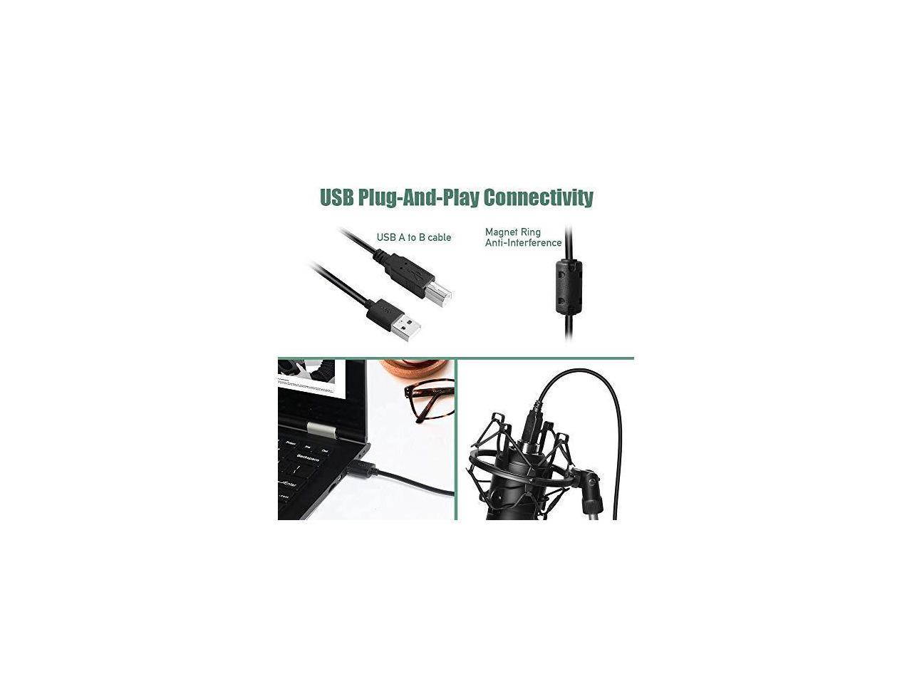 USB Streaming Podcast PC Microphone professional 192KHZ24Bit Studio Cardioid Condenser Mic Kit with sound card Boom Arm Shock Mount Pop Filter for Skype You Tuber Karaoke Gaming Recording