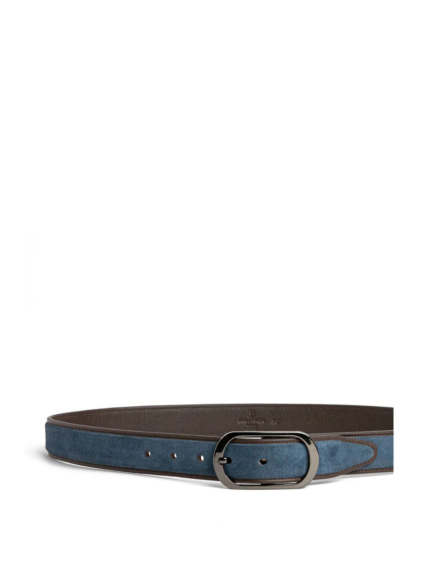 James Aston Marcello Ultimo Blue & Dark Brown Leather Solid Reversible Belt