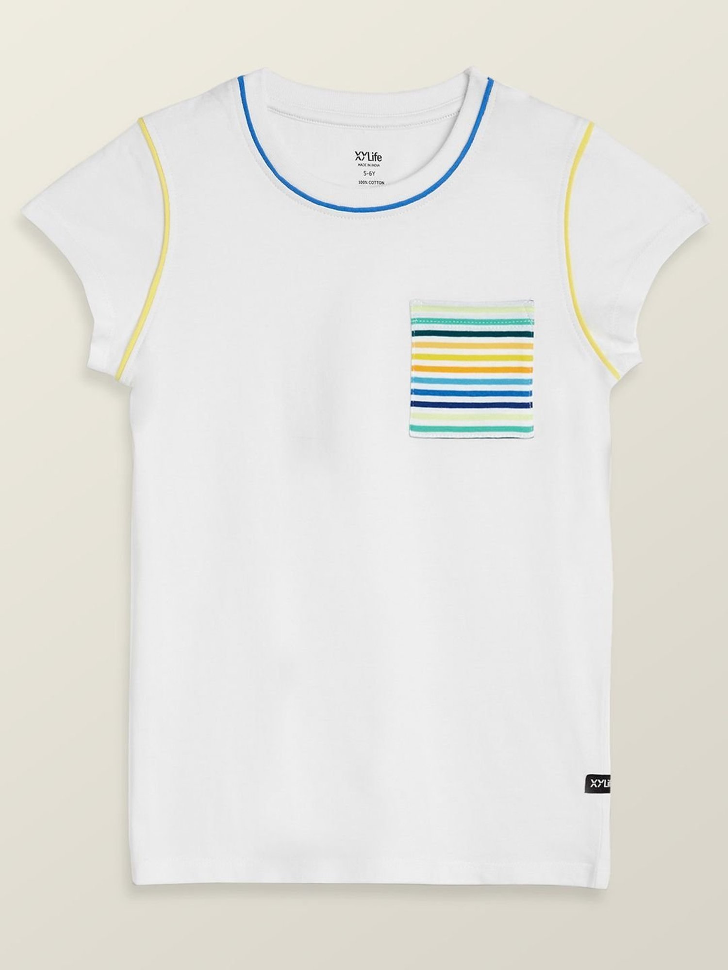 XY Life Kids Blue & White Cotton Printed T-Shirt (Pack of 2)