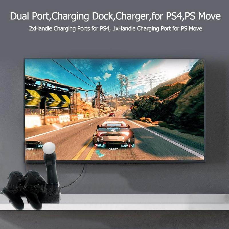 VODOOL Game Pads Charger USB Dual Charger Station Holder for PS4 Slim PS4 PRO PS Move Controller Games Chargers Accessories