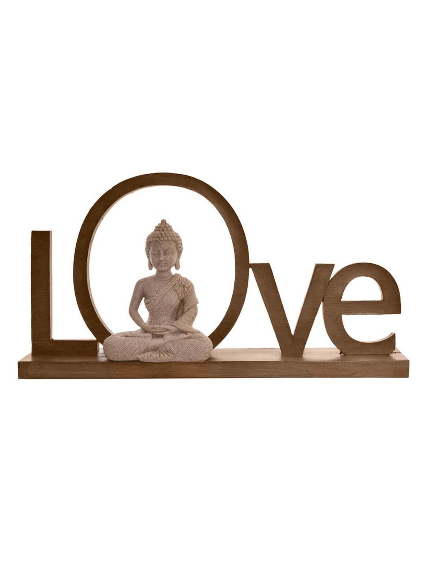 @home Tan & Beige Resin Buddha Love Showpiece
