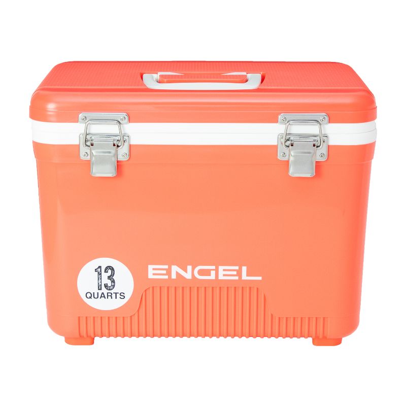 Engel 13 Quart Compact Durable Ultimate Leak Proof Outdoor Dry Box Cooler in Coral with Stain and Odor-Resistant Surface for 18 Cans or 12 lbs of Ice
