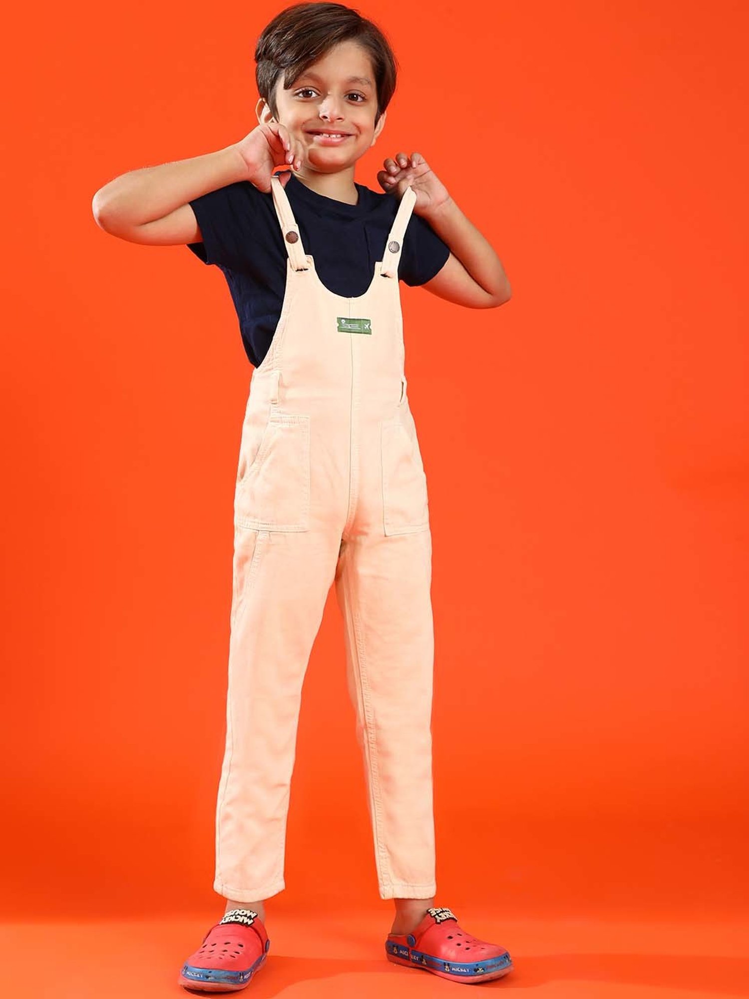 Kiddopanti Kids Blue Solid Dungaree