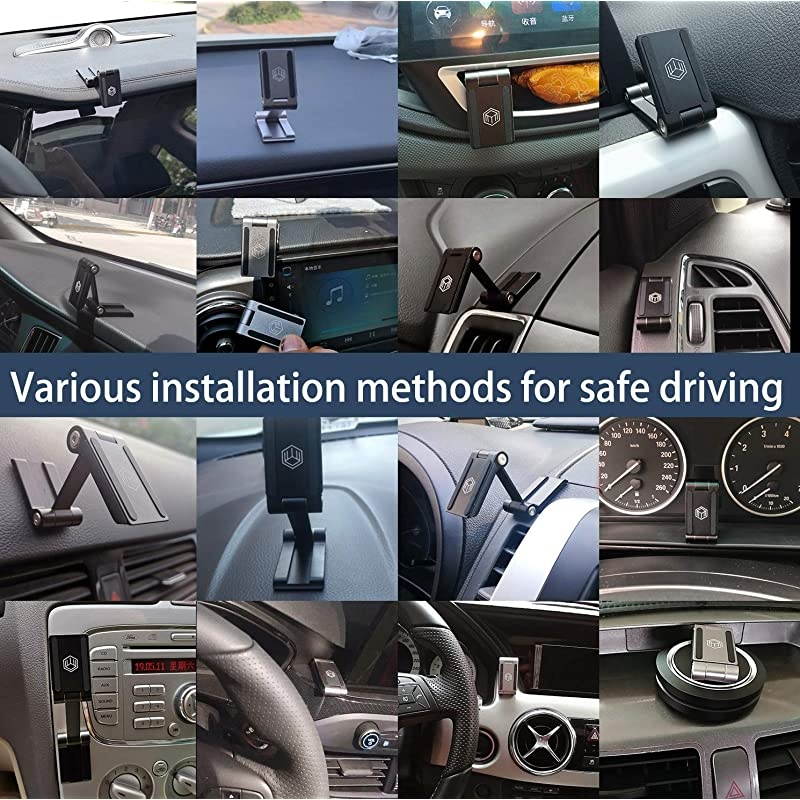 Car Phone Mount Magnetic Reliable Phone Holder for Car Dashboard Universal iPhone Mount for Any Smartphone GPS Radar Laser Detector Car Camera Recorder and More Use Metal Balck