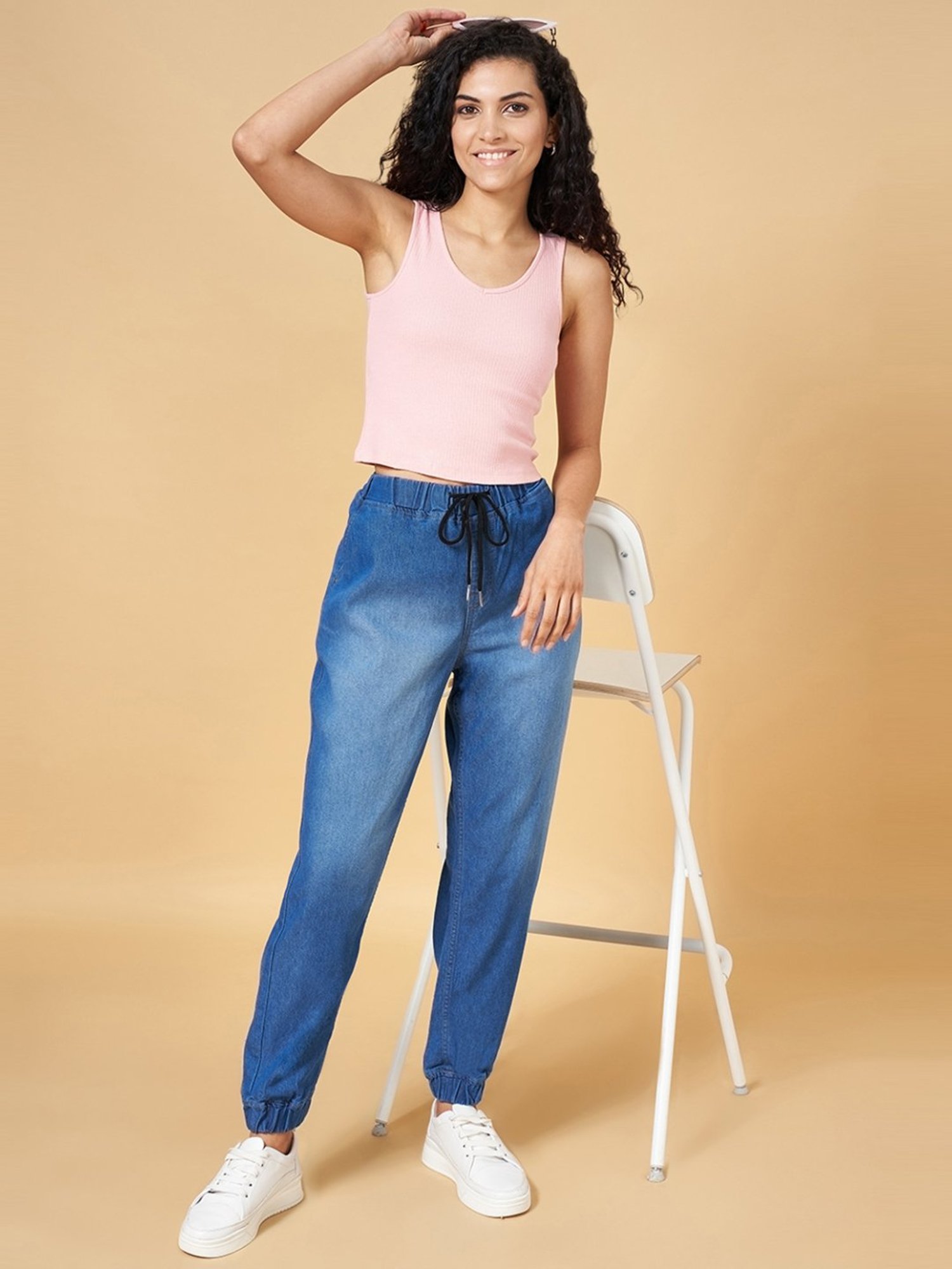 YU by Pantaloons Pink Slim Fit Top