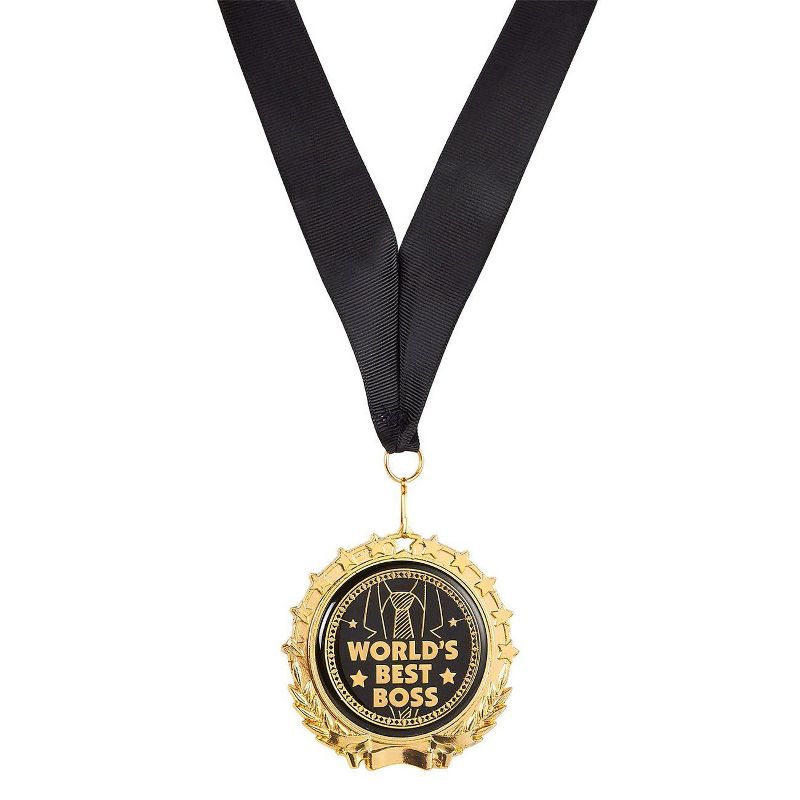 Juvale Gold Medal for Boss - World'S Best Boss with Ribbon - Company Event and Boss' Birthday Novelty Gift