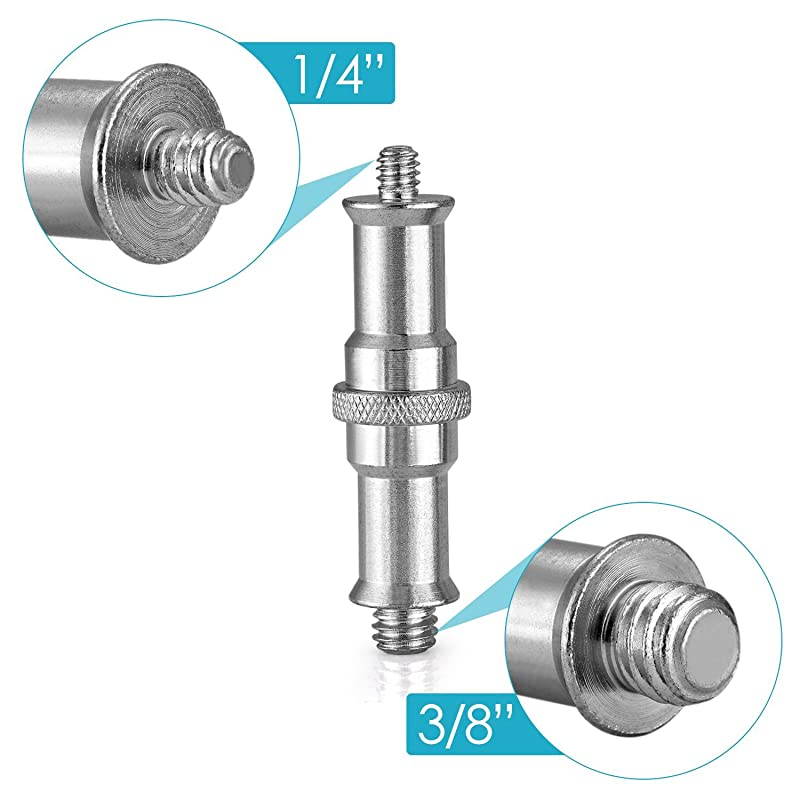 2 Pieces Standard 14 to 38 inch Metal Male Convertor Threaded Screw Adapter Spigot Stud for Studio Light Stand HotshoeColdshoe Adapter Ball Head Wireless Flash Receiver Trigger