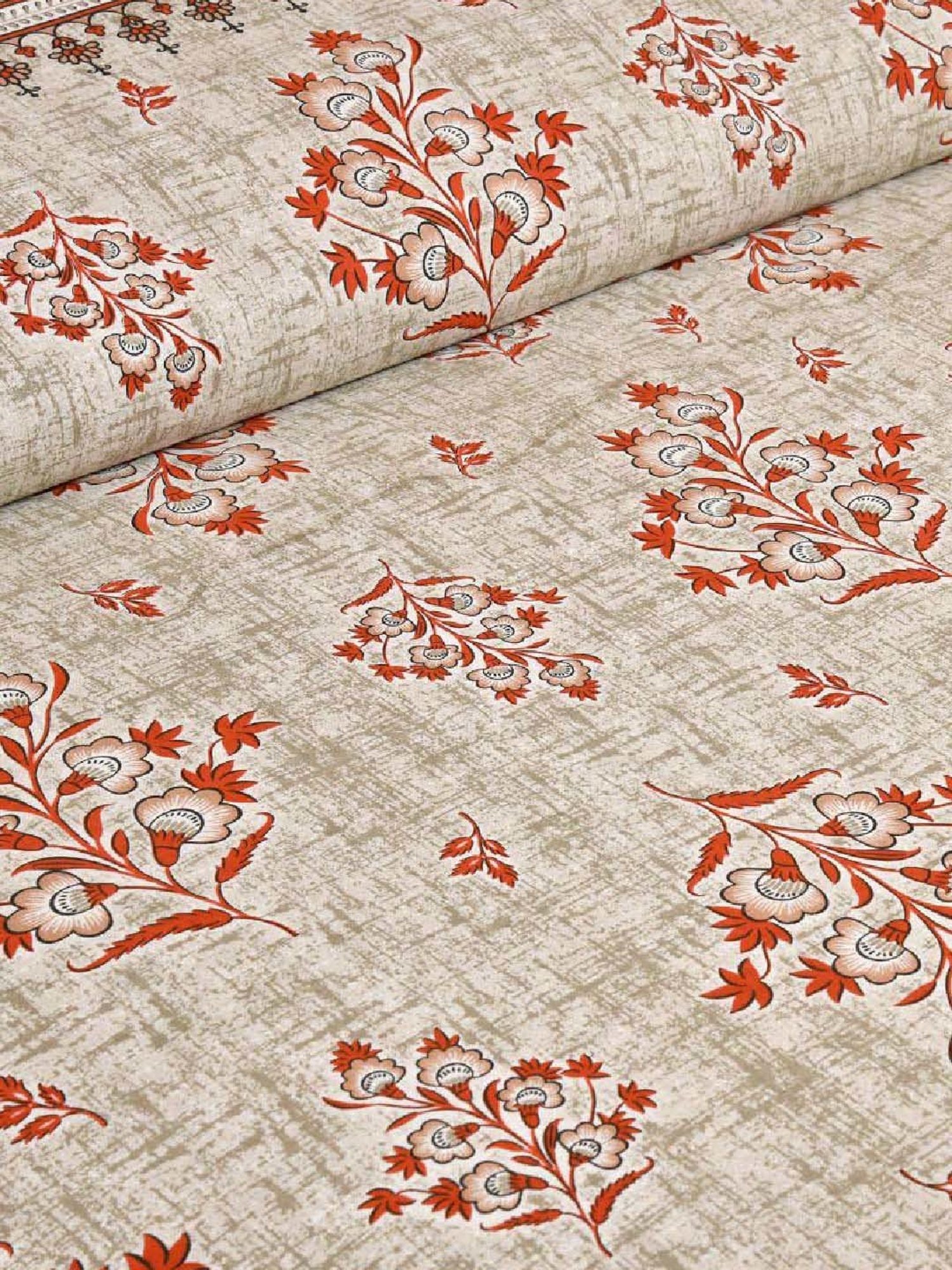 JaipurFabric Brownish 180 TC 100% Cotton Floral Double Bedsheet with 2 Pillow Covers